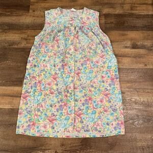 Simply Basic 3X Floral Print Sleeveless Knee Length Housecoat Pearl Snap Pockets